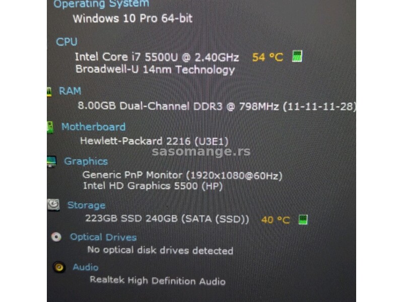 HP i7-5500U/8Gb/SSD 240