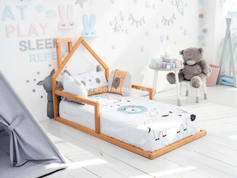 DRVENI dečiji krevet montessori kućica i šator