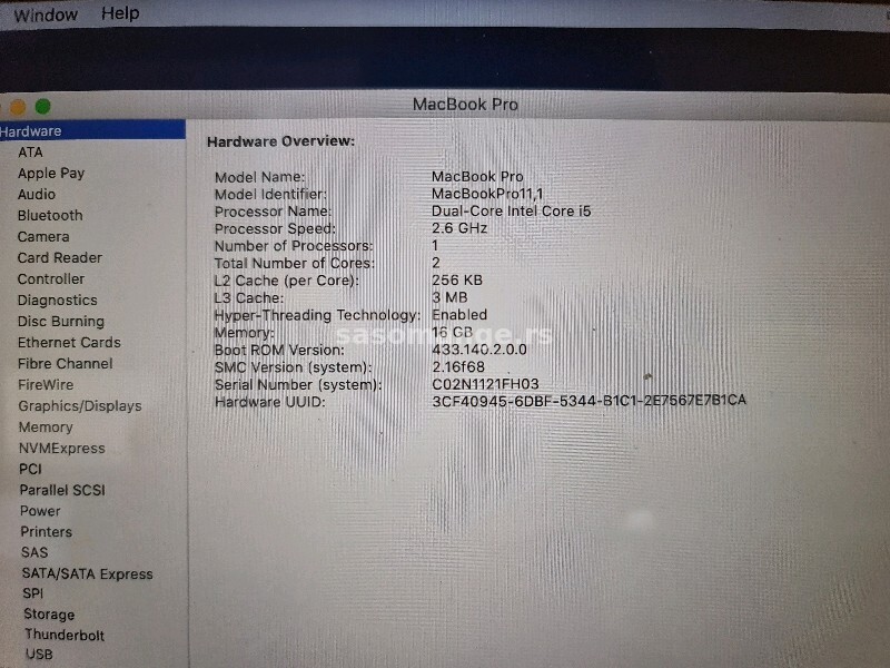 Macbook Pro 2013/i5-2.6ghz/16gb/256ssd/13inci 2560x1600/svet
