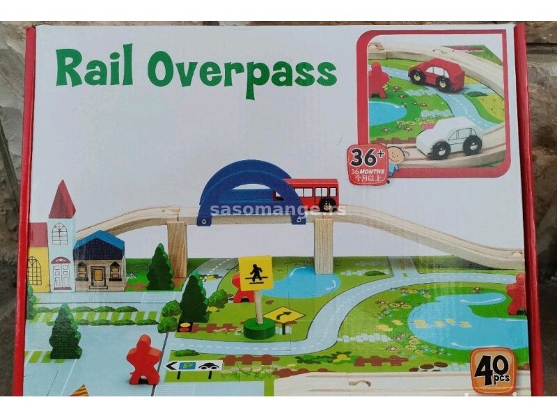 Drveni grad set za decu Rail overpass