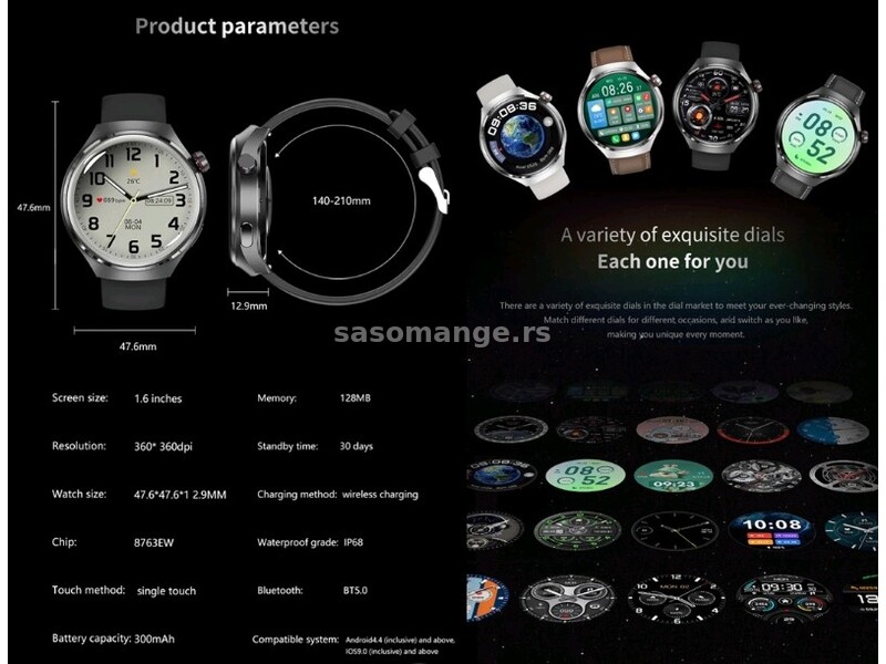 GT4 Pro Smart Watch GPS, NFC, ECG+PPG, BT Poziv
