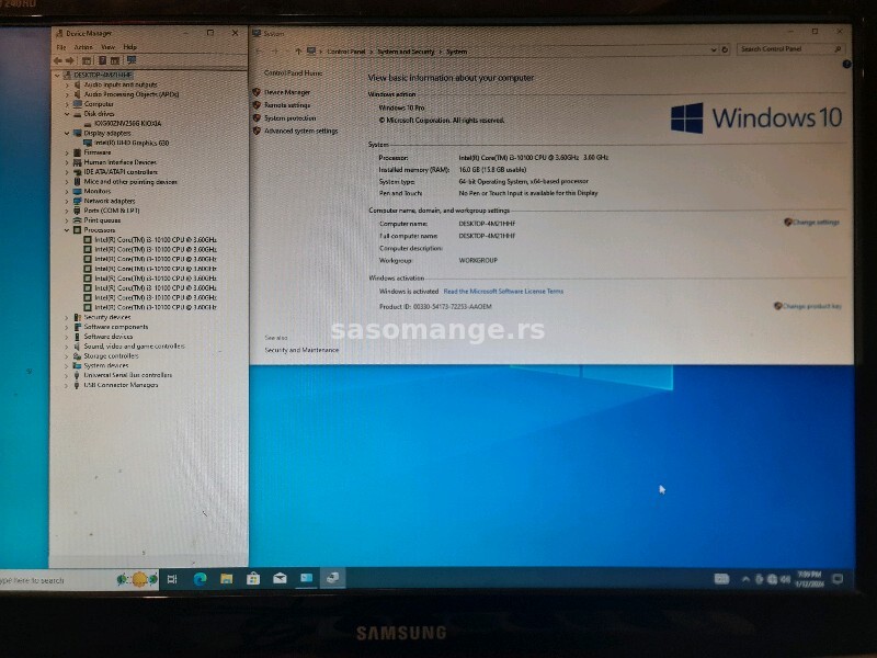 HP EliteDesk 800 G6/miniPC/i3-10100/16gb/256m.2 ssd/windows