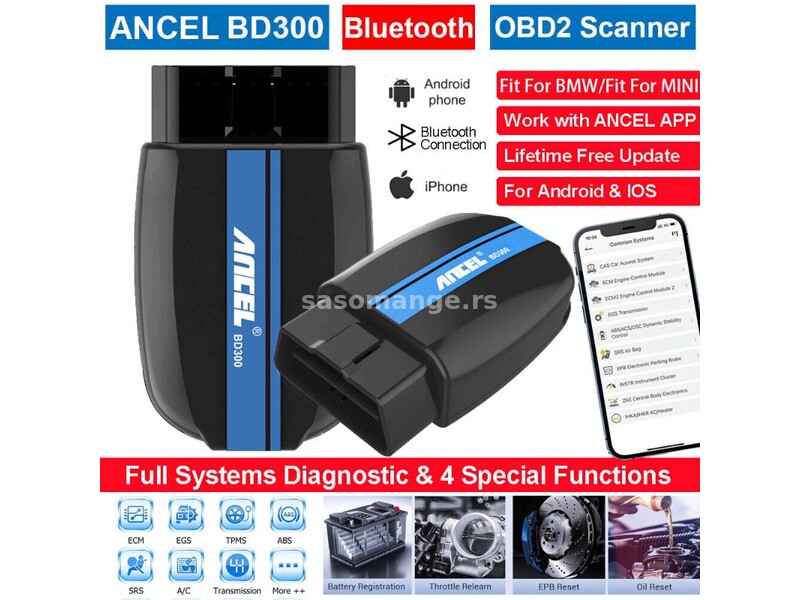 ANCEL BD300 Bluetooth OBD2 za BMW grupu, Mini, Rolls Royce