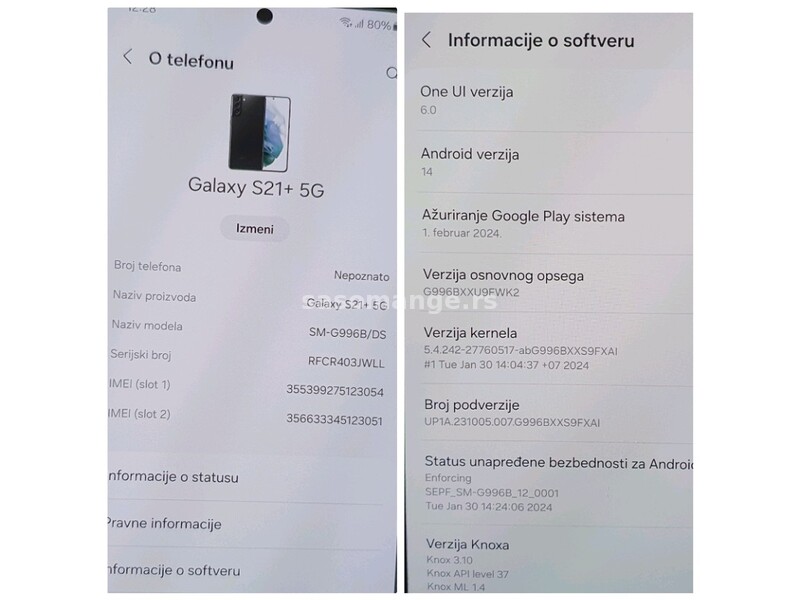 Samsug Galaxy S21+ 5G 8GB/256GB Neispravan