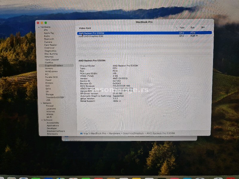 Macbook Pro 2019/i7-2.6ghz/16gb/512ssd/16inc 3K/Radeon 5300M