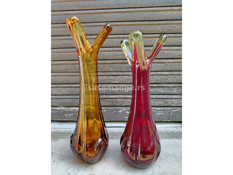 Murano vaze u boji rubina i ćilibara
