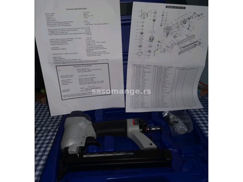 Pneumatski pištolj za klamerice BASSO S97/25-B1 ( profi-nov nekorišćen)