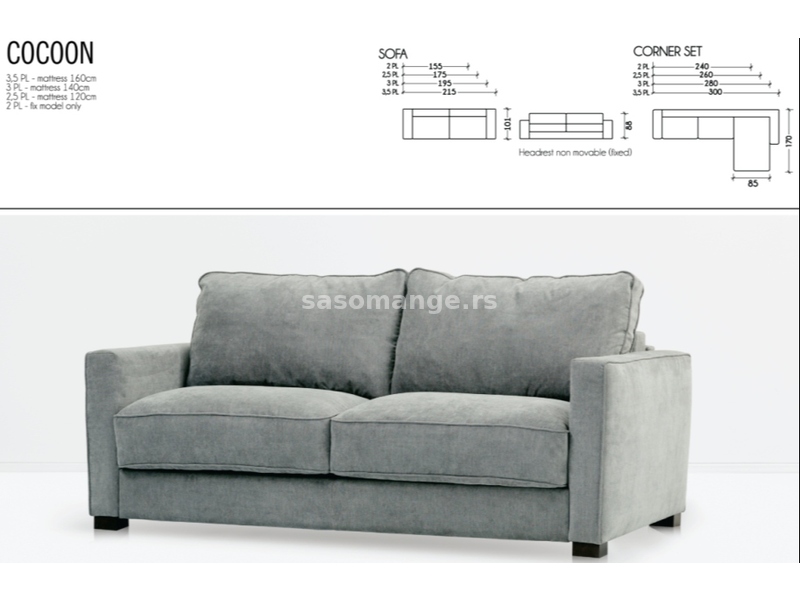 Coccon sofa / ugaona garnitura fotelja na razvlacenje sa dusekom