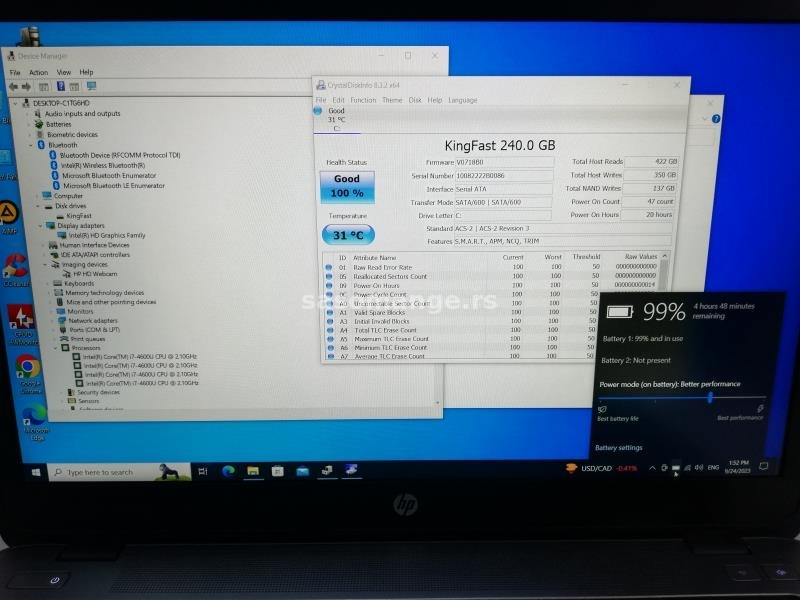 Hp 840 g1 Full Intel i7 4gen SSD240 8gb kam mik bat W10 FHD