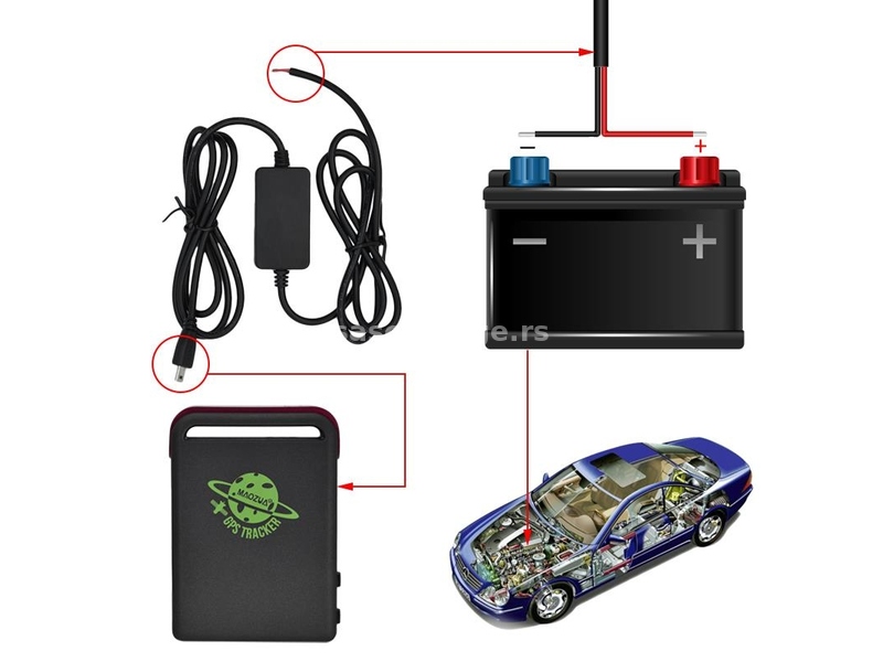 Auto Akumulator adapter Punjac za GPS tracker TK102B TK102-B