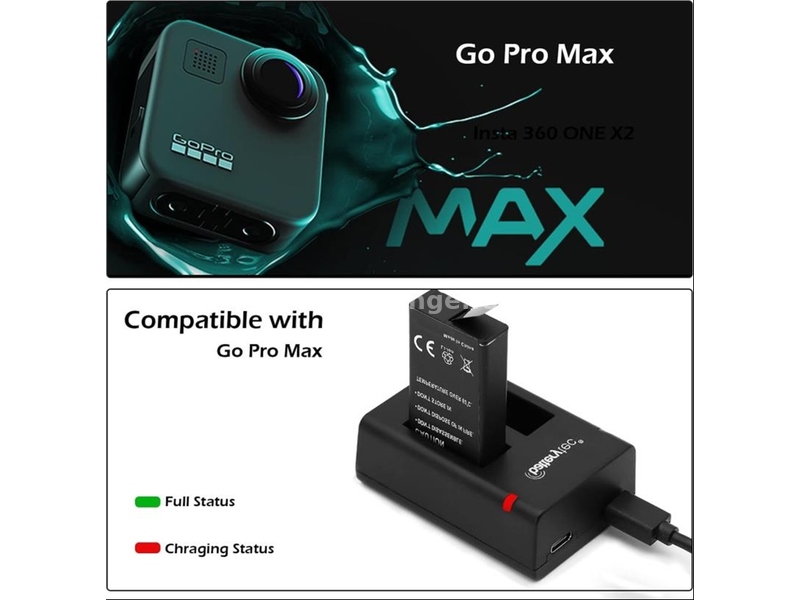 Baterija i punjac za GoPro MAX / 1400 mAh / SPCC1B