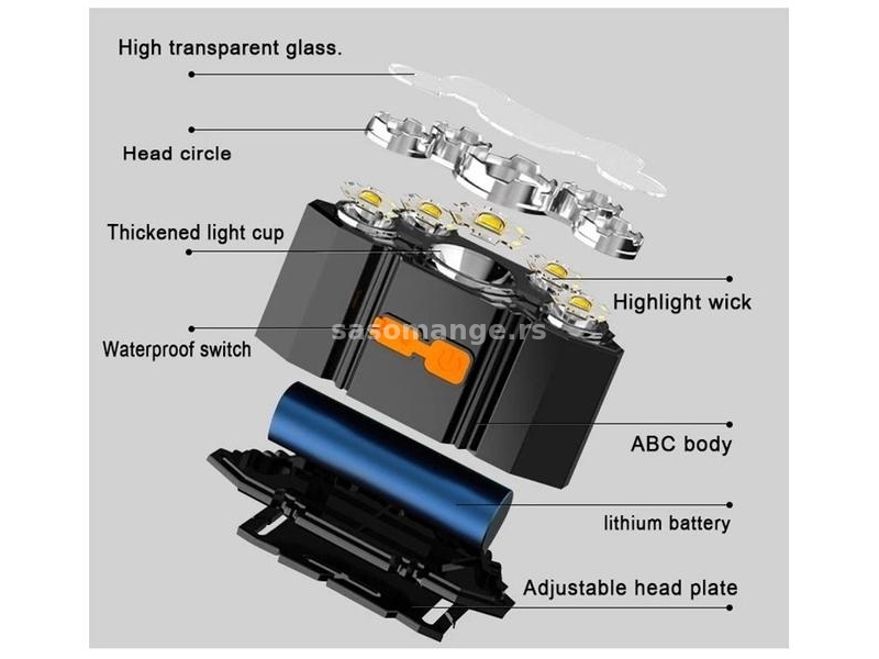 Baterijska Lampa Za Glavu Punjiva 5 Led Headlamp F-T21