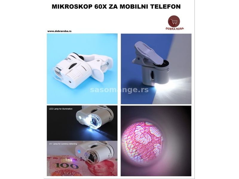 Mini mikroskop 60X za mobilni telefon - NOVO - AKCIJA!!!