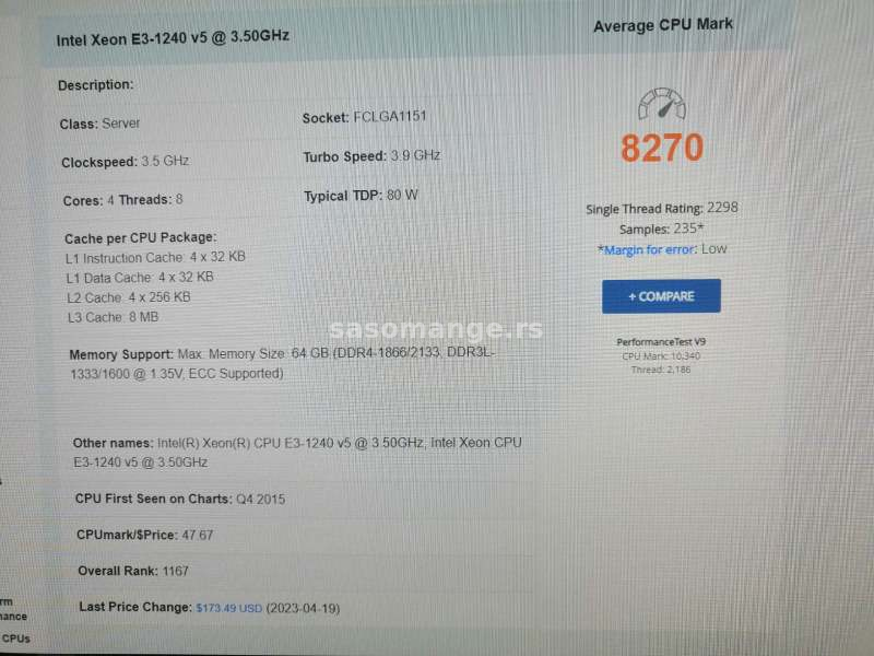 Dell precision T3620 Intel Xeon E3-1240 32 GB Ram Quadro 2GB