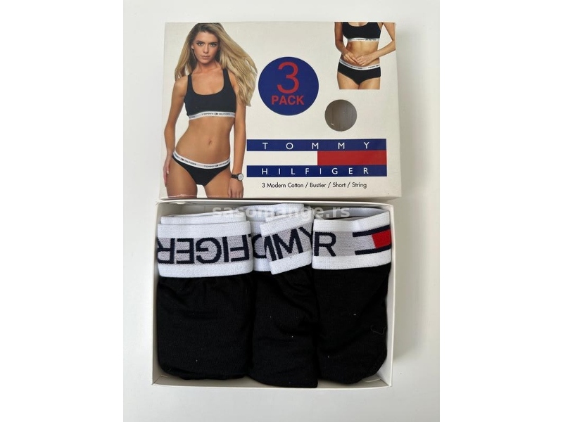 Tommy Hilfiger crni zenski ves set tange bokserice top