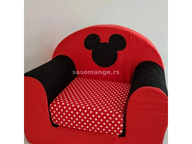 Decija fotelja sa aplikacijom meda,žirafa,mini, miki mouse
