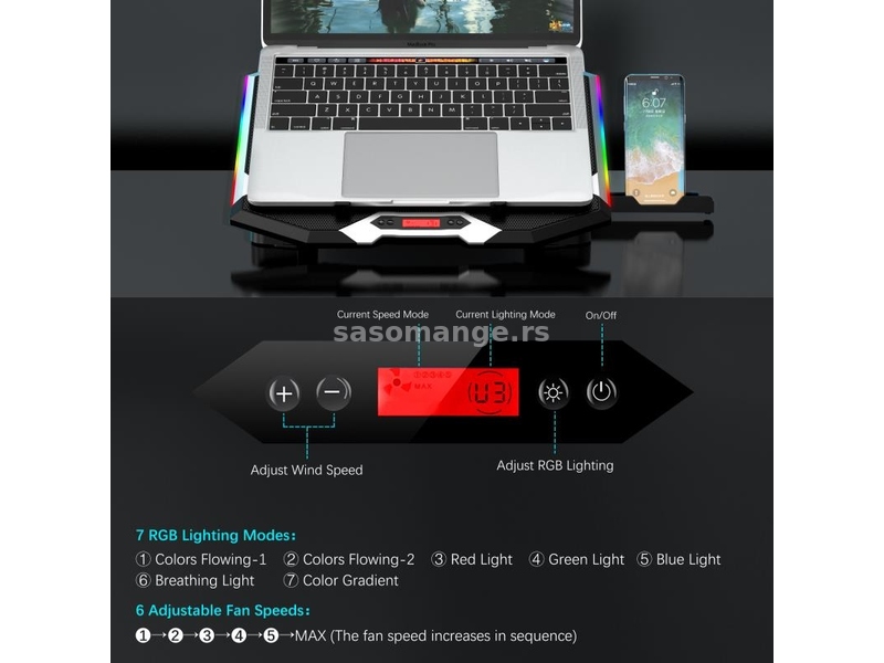 Kuler / Rashladna podloga za laptop RGB