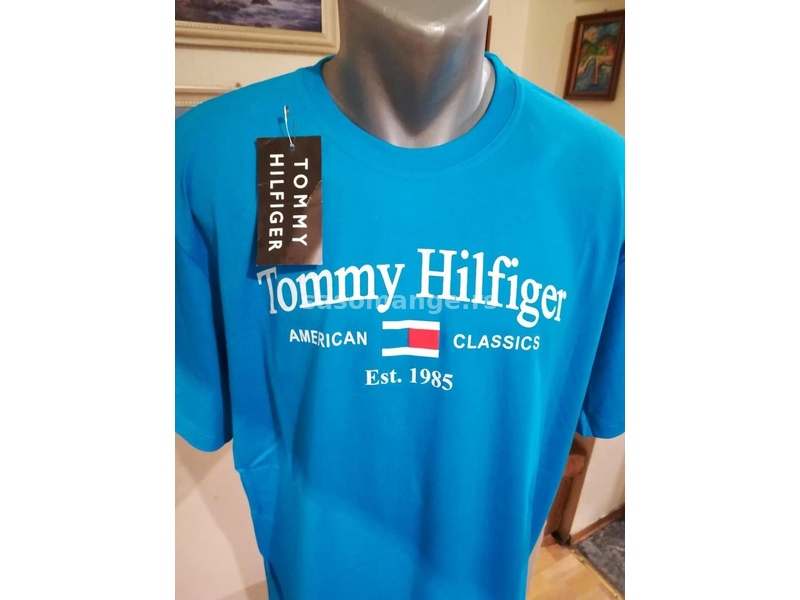 Nova muska markirana majica Tommy Hilfiger Plava 2XL 100% pamuk