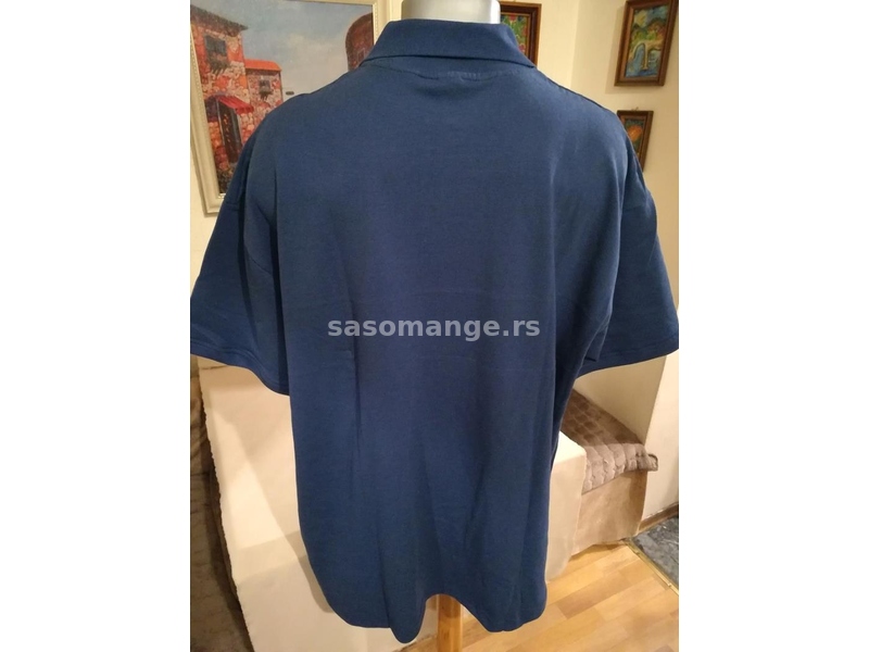 Nova muska pamucna majica sa kragnom Fashion u velikom broju 4XL Plava Novo