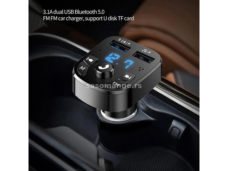 Bluetooth FM Transmiter, HandsFree, MP3, SD, 3.1A Brzi Punjac