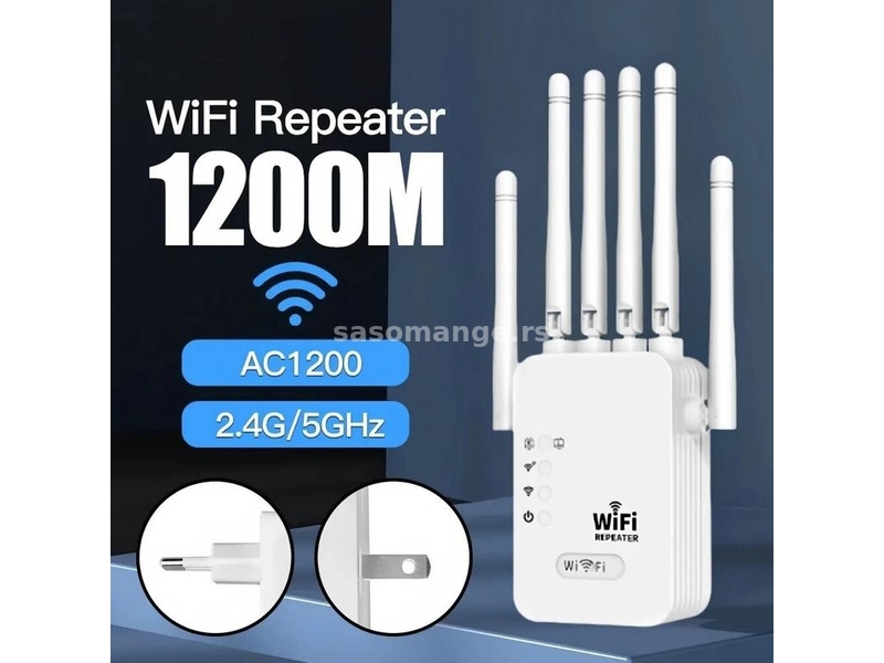 WiFi pojačivač internet signala Repeater 1200mbps 2.4G i 5G