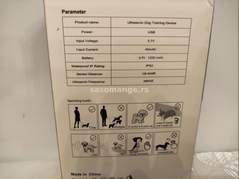 Ultrazvucni uredjaj protiv lajanja za obuku pasa