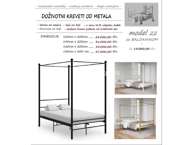 M22 - krevet od metala - metalni krevet - domaća proizvodnja