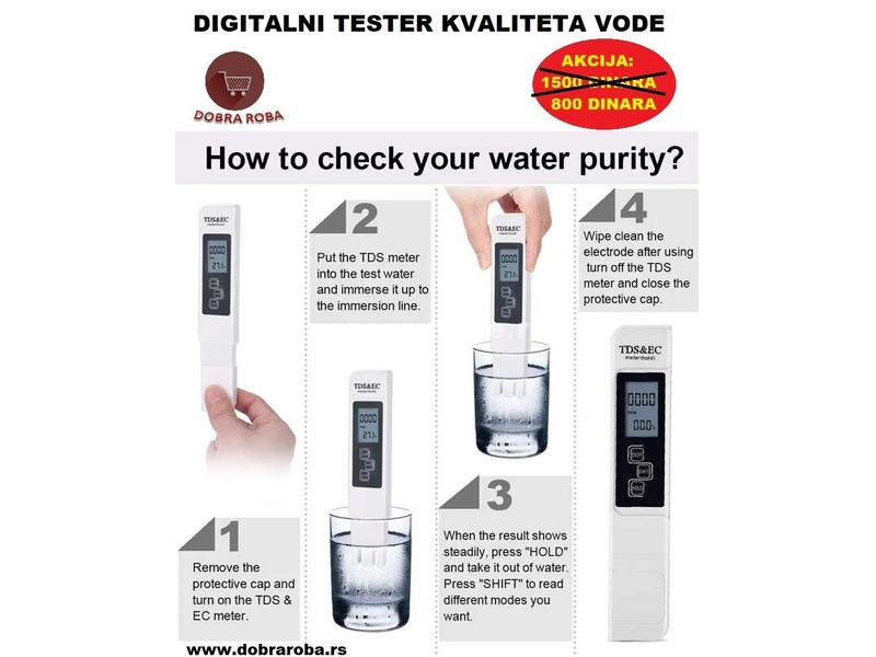 Digitalni tester tvrdoće i kvaliteta vode - NOVO