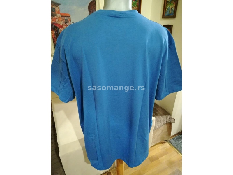 Nova muska pamucna majica Benx u velikom broju 3XL 4XL 5XL Plava Novo