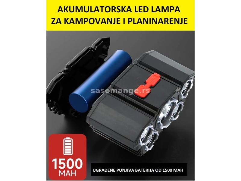 Punjiva, naglavna LED lampa za kampovanje - NOVO