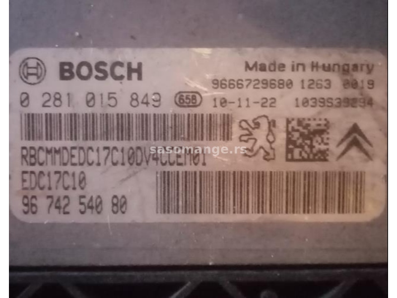 1.4 HDI KOMPJUTER Bosch EDC17C10 Pežo 207 Peugeot Citroen C3 , 0 281 015 849 . 9674254080