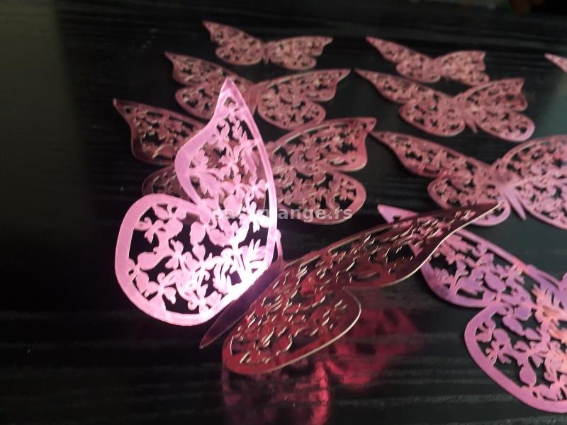 3D leptiri PINK 12 komada VIŠE MODELA