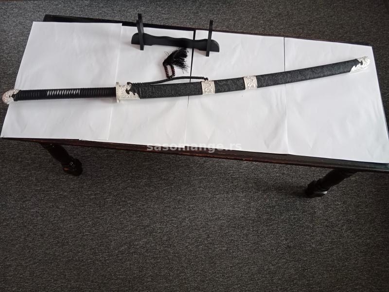 samurajska katana sa futrolom i postoljem -zmaj