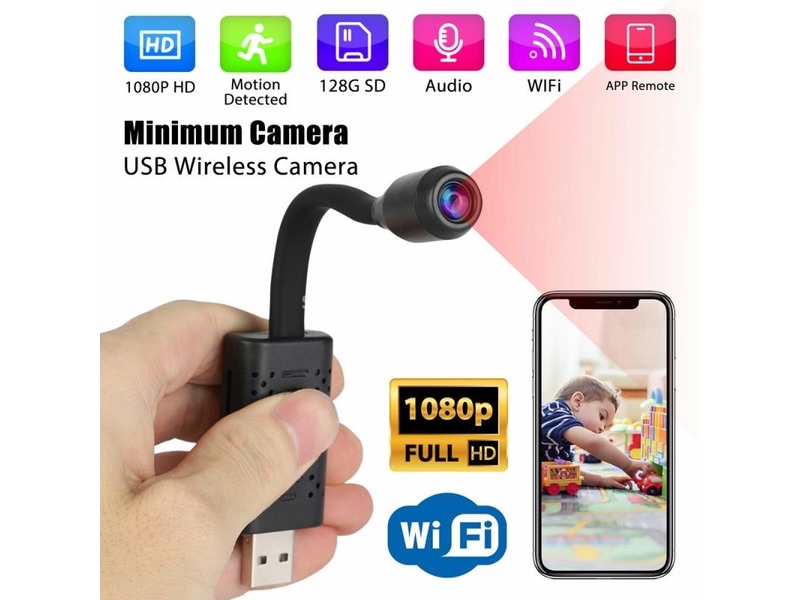 Špijunska Mini Kamera WiFi IP kamera na USB ili power bank