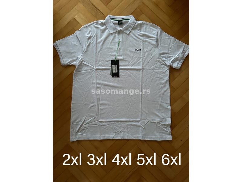 Hugo Boss bela muska majica sa kragnom 2XL 3XL 4XL 5XL 6XL HB49