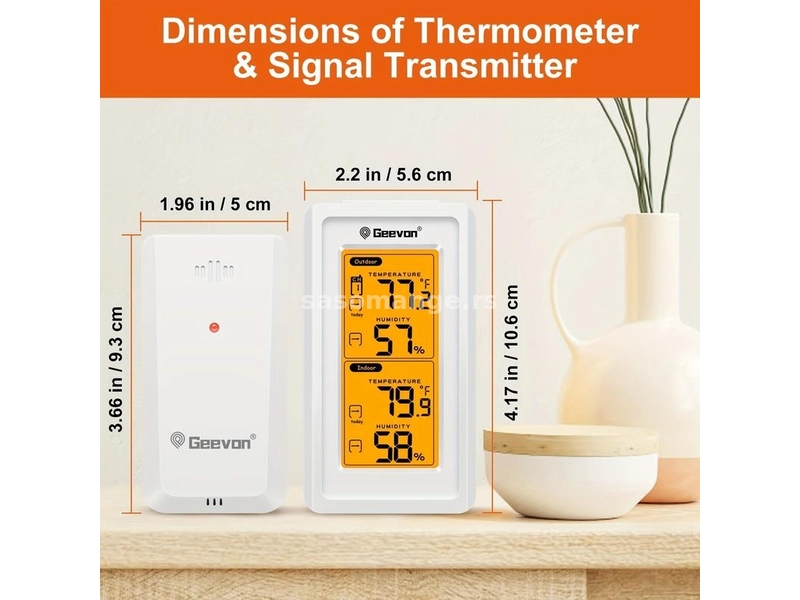 Unutrašnji i spoljni termometar meri temperaturu i vlaznost vazduha