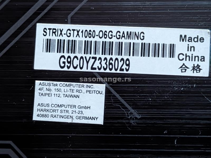 graficka karta NVIDIA Geforce GTX1060 6gb