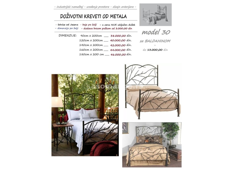 Doživotni kreveti od metala - Model 30