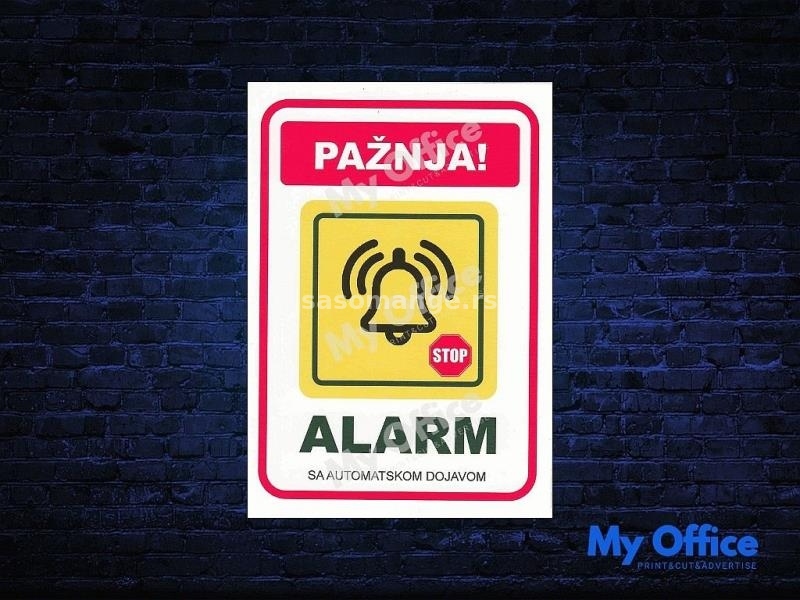 Nalepnica ALARM za staklo,formata A6