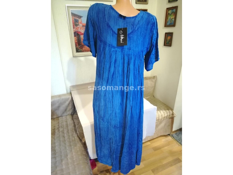 Nova zenska indijska haljina za punije dame i devojke Nini Plava XXL Novo