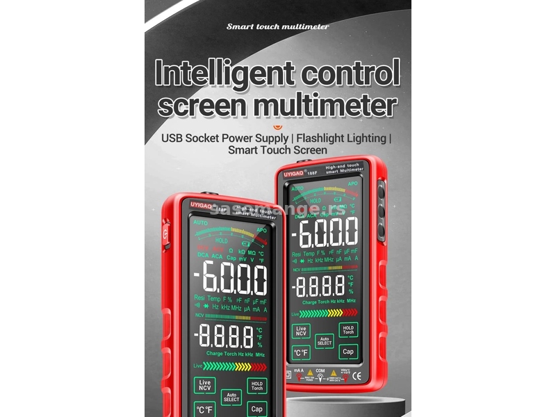 Pametni digitalni Multimer UYIGAO 188F Red Pro Touch