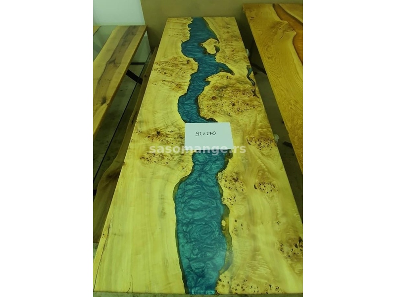 Epoxy sto – ploca stola mazer/plava reka 92×273 cm -20% za gotovinu