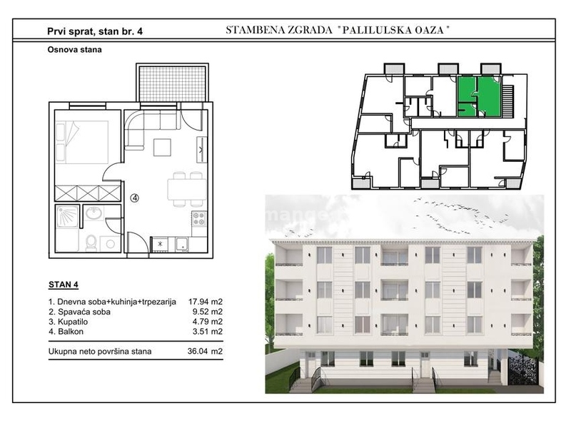 36m2 Novogradnja "Palilulska Oaza" jednoiposoban stan sa odvojenom spavaćom sobom na prvom spratu