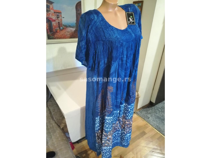 Nova zenska indijska haljina za punije dame i devojke Nini Plava XXL Novo