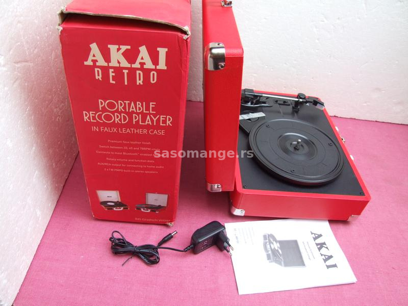 Akai R45 retro kofer gramofon kao NOVO u kutiji + GARANCIJA!