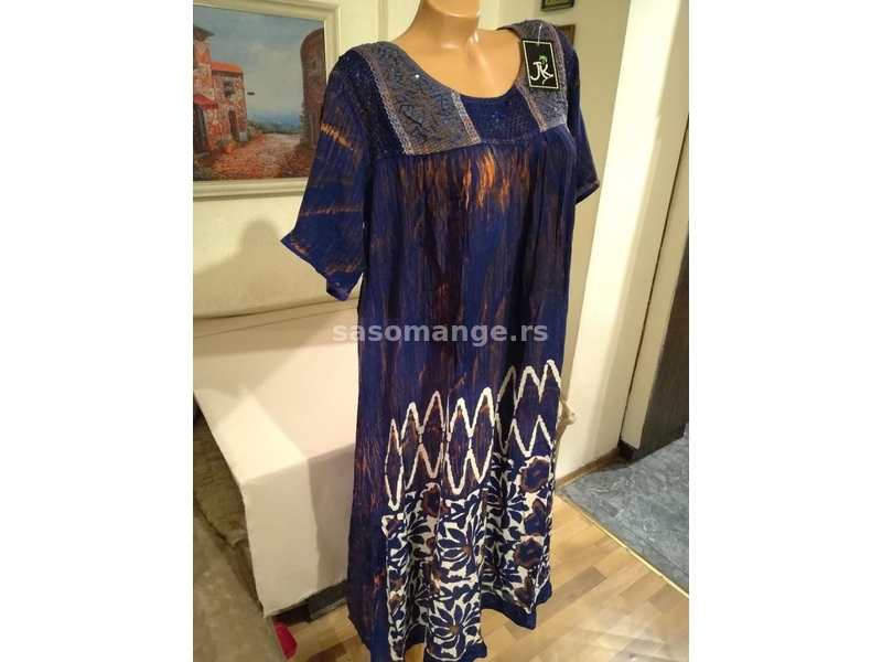Nova zenska indijska haljina za punije dame i devojke Nini Teget XXL Novo