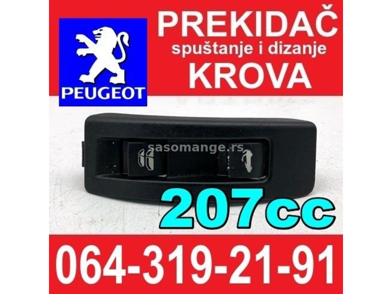 PREKIDAČ za spuštanje i dizanje KROVA Pežo 207cc Peugeot 96579646XT