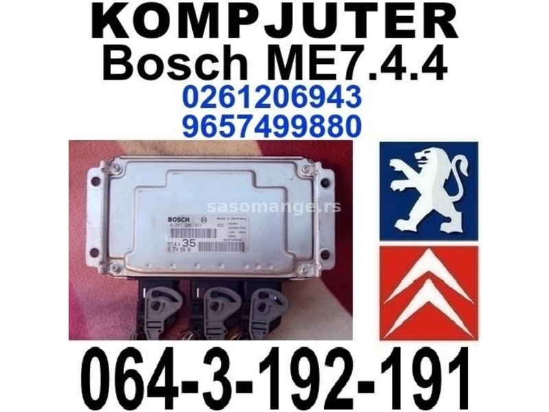 KOMPJUTER Bosch ME7.4.4 Pežo Peugeot Citroen 0 261 206 943 . 9657499880