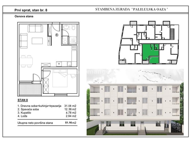 36m2 Novogradnja Jednoiposoban stan "Palilulska Oaza"