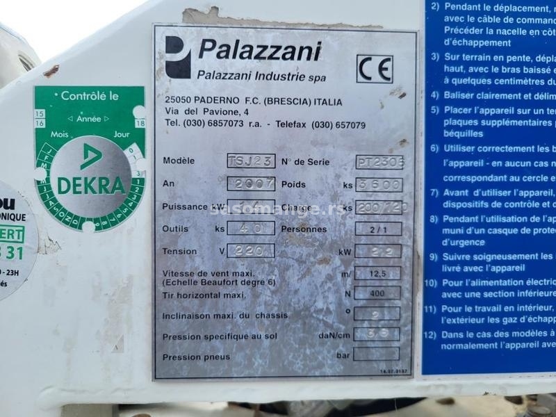 Teleskopska platforma guseničar PALAZZANI TSJ23